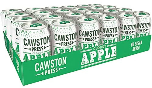 Cawston Press Cloudy Apple Sparkling Juice Blended With Sparkling Water And Pressed Apple Juice (330Ml X 24 Cans) - No Added Sugar