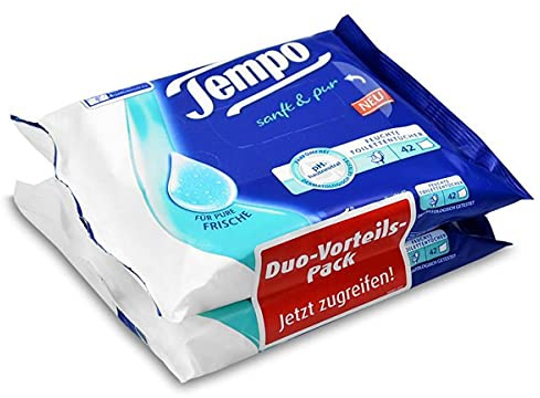Tempo Feuchte Toilettentücher sanft & pur Duo-Vorteilspack 2x42er