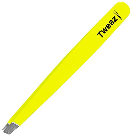 K-Pro TWEAZY Pinza de Acero Inoxidable para Depilar Cejas y Retirar Astillas (Neon Amarillo)