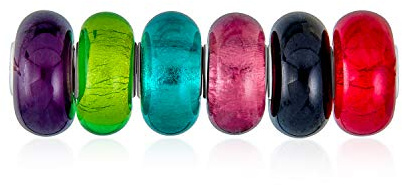 Bling Jewelry Mélangerr Un Ensemble De Perles De Breloques En Verre De Murano Translucide Et Coloré Pour Femmes Ados .925 Argent Sterling Core Pour Bracelet Européen