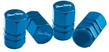 Simoni Racing Valve Caps Hexagonal - Blue - 4 pieces