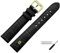 MARBURGER Uhrenarmband 16mm Leder Schwarz Gold Alligator Prägung Mit Naht - Montage Set 5281610000220
