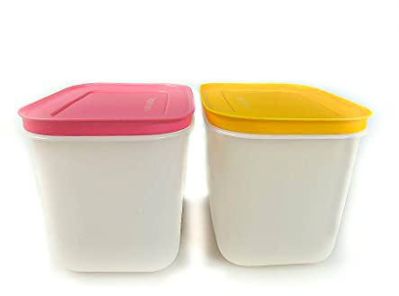 TUPPERWARE Gefrier-Behälter 1,1 L pink-weiß+orange-weiß Eis-Kristall Eiskristall