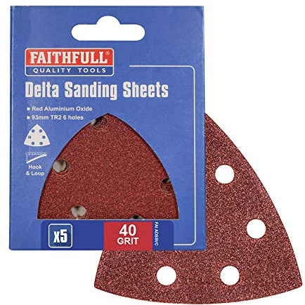 Faithfull ADSSVC 90mm Delta Hook and Loop Sanding Sheets TR2 Very Coarse (Pack of 5)