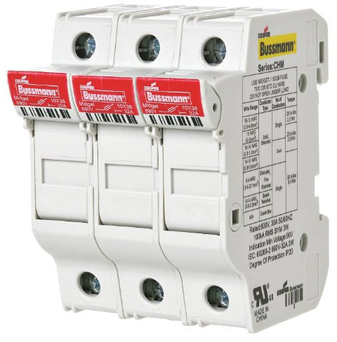 EATON CHM3DU Sicherungshalter, niedrige Spannung, 32 A, AC 690 V, 10 x 38 mm, 3P, UL, IEC, DIN-Schiene, 4 Stück