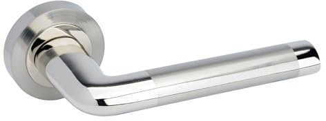 Chrome Interior Door Handles with Straight Oval Levers on Rose H750026D
