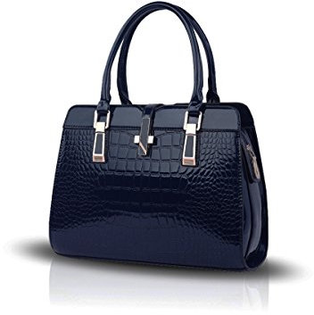 Nicole&Doris Damen Handtaschen Neue Umhängetasche Lackleder Shell Schultertasche Henkeltaschen Tasche für Frauen Navy blau