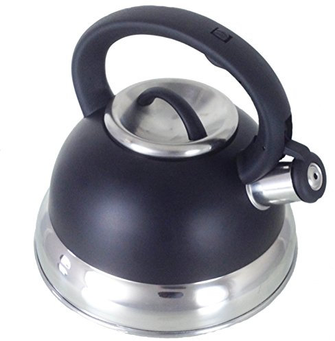 Buckingham 17064 Stainless Steel Stove Top Induction Gas Whistling Kettle 3.0 L Black, 3 liters