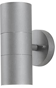 Konstsmide Modena Wandleuchte Wandspot B: 7.5 cm T: 13 cm H: 19.5 cm, 2 x 35 W, IP44 lackiertes Aluminium, grau 7656-300