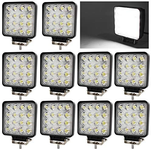 BRIGHTUM 48W 4.3 Work Light 4560lm Arbeitsscheinwerfer LED Nebelscheinwerfer Rücklicht Licht vorne und hinten ECC Fahrzeuge Offroad Boot Traktor LKW Fahrzeuge Industrielle 12V 24V (10 Stück)