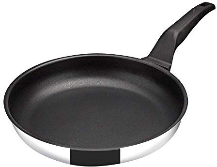 MAGEFESA Comte - Sarten Negra 24cm, Acero Inoxidable, Libre PFOA y Metales Pesados, Antiadherente Tricapa, Todo Tipo de Cocinas, Inducción
