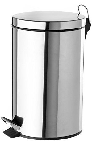LOLAhome - Papelera de cocina de 12 litros cromada | Cubo de basura INOX 12 litros