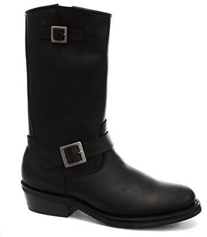 Grinders Rebel Unisex in Pelle Nero Liscia Sole Moto Western High Stivali 42