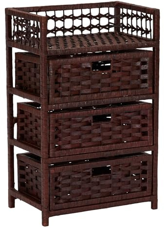 Household Essentials Woven 3 Drawer Chest with Cutout Handles