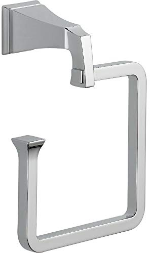 Delta Dryden (1-Pack) Hand Towel Holder Polished Chrome Towel Racks for Bathroom Wall Square Towel Ring Holder for Bath Towel Hanger for Kitchen, Bathroom Accessories 75146