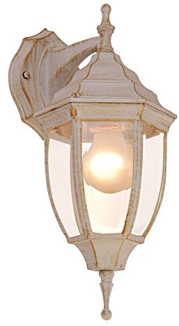 Zeitlose Außenlampe Alu weiß gold patiniert klar - Globo 31721, Norme