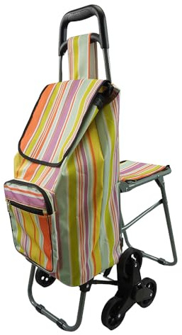 Lifemax Stair-Climber Leisure Shopping Trolley with Seat – Lightweight, Foldable, Large Capacity with Stair Climbing Wheels, Perfect for Groceries, Travel, & Outdoor Use and Great for Senior Mobility
