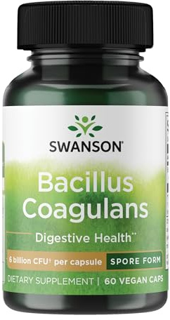 Swanson Bacillus Coagulans Spore-Form Probiotic for Adults Seeking Shelf-Stable Digestive Support with 6 Billion CFU - Acid-Resistant (60 Vegan Capsules)