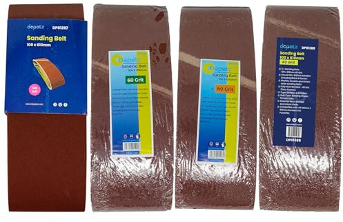 Dapetz ® 20pcs Sanding Belts 610mmX100mm Compatible with Makita Power-Sander 40/60/80/120 Grit Abrasive Aluminum Oxide Ideal for Grinding, Sharpening and Dedusting Wood, Paint, Varnish