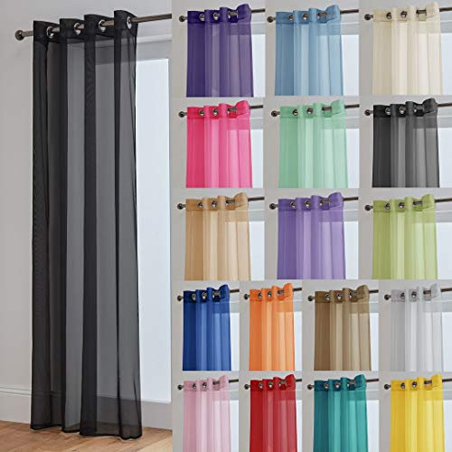 John Aird Lucy Voile Curtain - Eyelet - 1x Curtain Panel (Black, 58 Wide x 81 Drop)