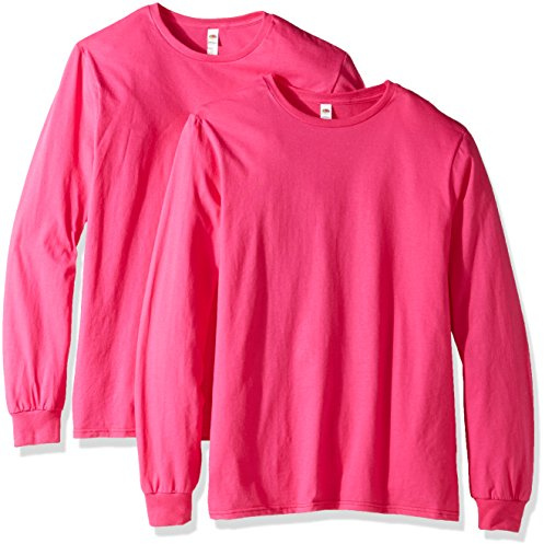 Fruit of the Loom mensSFLRFruit of The Loom Long Sleeve T-Shirt (2 Pack) Long Sleeve Shirt - Pink - XXXL