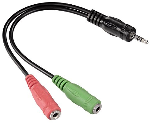 Hama Adaptateur jack (souple, jack 3,52mm mâle 4 pôles vers 2 jacks 3,52mm femelles) Noir/Vert/Rose