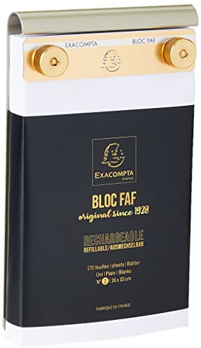 Exacompta 12112E Schreibblock FAF No.2 blanko 170 Blatt , 17 x 10 cm, mikroperforiert, ideal für Ihre Notizen, Retro-Design mit zeitloser Eleganz, endlos auswechselbar und nachfüllbar