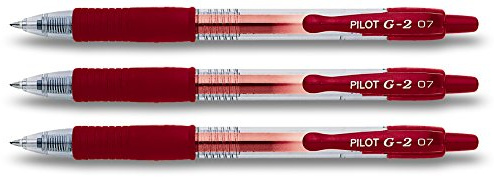 PILOT G2 Gelschreiber, einziehbar, Dunkelrot, 3 Stifte