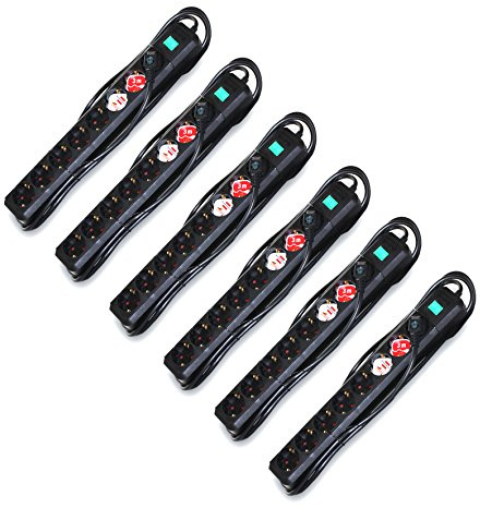 Brennenstuhl Eco-Line Steckdosenleiste Mit Schalter 8-fach 3m - 6er-Sparpack , Schwarz