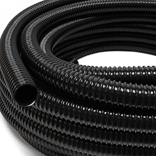 Wiltec Tuyau spiralé de refoulement aspiration - 25 m - Noir Flexible - Ø 25 mm (1) - avec Spirale de renforcement - évcuation, écoulement, drainage, arrosage sous pression