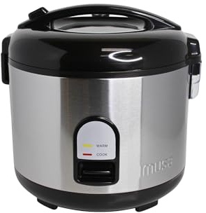 IMUSA - Arrocera eléctrica de acero inoxidable de lujo de 10 tazas con bandeja de vapor