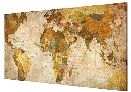 Apalis Magnettafel - Weltkarte - Memoboard Quer Magnet Motiv Pinnwand, 37x78cm