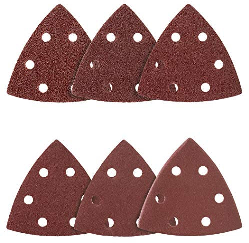 Delta-Schleifdreiecke │ 50 Stück │ 6-Loch │ 93 x 93 x 93 mm │ Korn 120 │ für Deltaschleifer │ Schleifblätter │ dreieckige Schleifpads │ Schleifpapier