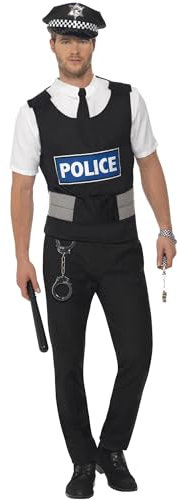 Smiffys Polizist Sofort-Kit, mit Weste, Mock Hemd, Mütze und Handschellen