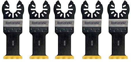 Dewalt 5er-Pack Titan Metall-Sägeblatt DT20727 (passend für Dewalt Multi Tool DWE315, DCS355 u. gängige oszillierende Werkzeuge, 43x30 mm, zum Einsatz in Holz, Metall, Holz mit. Nägeln, Kunststoff)