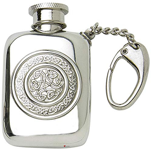 Small Hip Flask Keyring Circular Celtic Design Screw Top 1.5oz Personal Gift