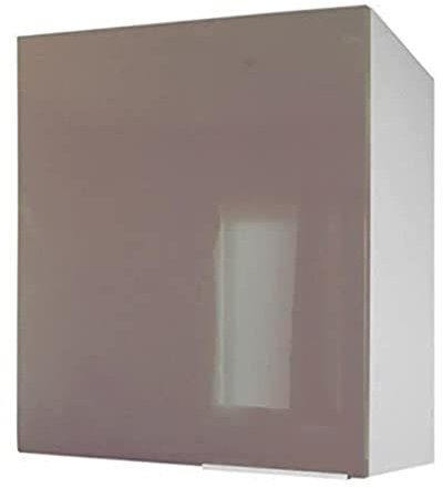 Berlioz Créations CP6HT Hängeschrank für Küche mit 1 Tür in taupefarbenem Hochglanz, 60 x 34 x 70 cm, 100 Prozent französische Herstellung