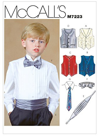 Mccall's Patterns Sizes 10/12/14 Children's/Boys Lined Vest/Cummerbund/Bow Tie and Neck Tie
