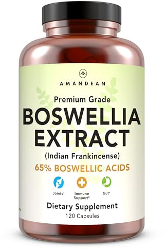 AMANDEAN Boswellia Serrata Extract. 500mg 120 Veggie Capsules. 65% Boswellic Acids with AKBA. Indian Frankincense Inflammation Supplement. Joint Health Support. (Packaging May Vary)