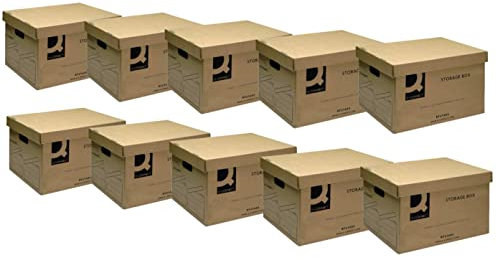 Q-Connect Storage Box 335x400x250mm Brown (Pack of 10)