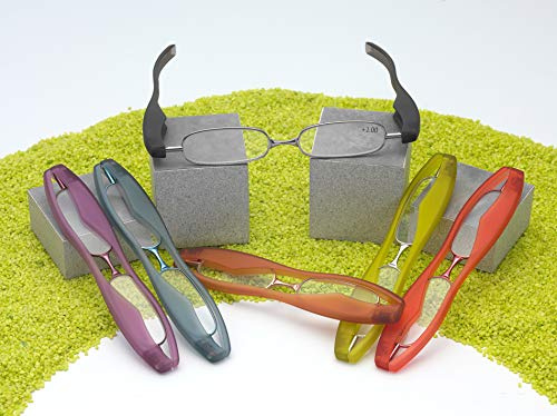 PODREADER Lesebrille Lesehilfe und Etui in Einem, der neue Trend, klappbar, faltbar, platzsparend, von +1,00 bis +3,00 Dioptrien sowie in trendigen Farben wählbar (+ 2.0 Dpt., Violett)