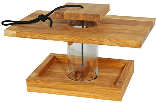 Luxus-Vogelhaus Vogelfutterhaus mit Acrylglassilo, Eiche, Braun, 46780e