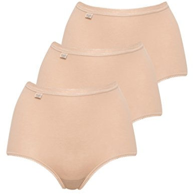 Sloggi Ladies Womens Women's Basic Maxi 3 Pack Plain Basic+ Premium Comfort Knickers Natural 22