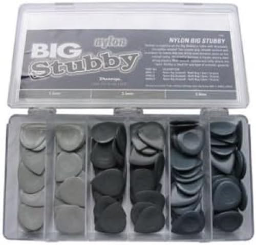 JIM DUNLOP Púas Big Studdy Nylon, Caja de 144, Negro, calibre: 1 - 2 - 3mm