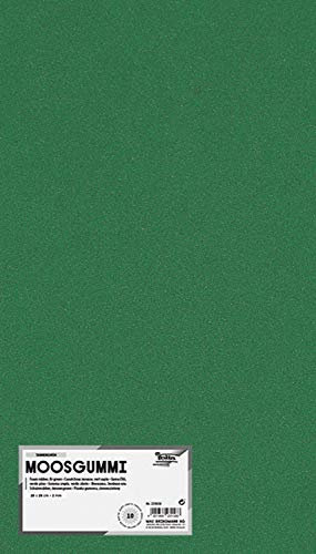 folia 231058 - Moosgummi, 2 mm, ca. 20 x 29 cm, 10 Bögen, tannengrün - ideal für vielseitige Bastelarbeiten
