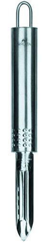 Fackelmann OPAL Straight Peeler, Potato & Vegetable Peeler, Swivel Fruit Peeler, Stainless Steel, 19.5x2x1.5cm, Silver