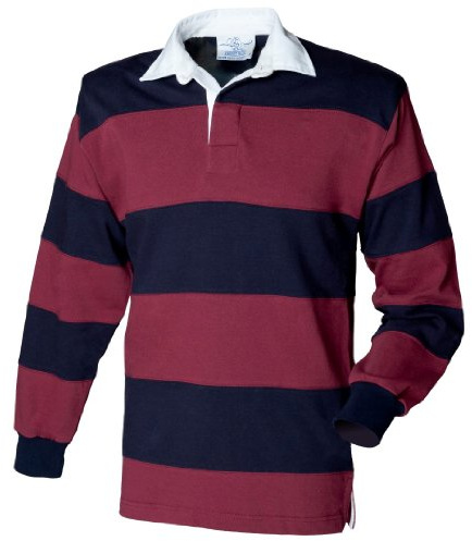 Front Row Men's Long Sleeve Sewn Stripe Rugby Shirt