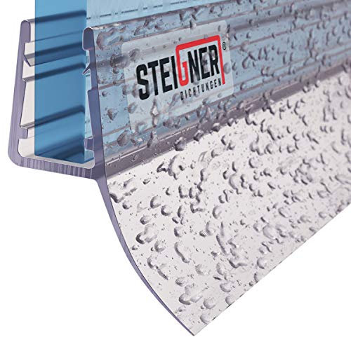 STEIGNER Joint de Douche pour paroi en Verre, 110cm, vitre 6/7/ 8 mm, Joint d'étanchéité PVC Droit pour Les cabines de Douche réctangulaires, UK12