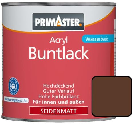 Primaster Acryl Buntlack 750ml Nussbraun Seidenmatt Wetterbeständig Holz&Metall