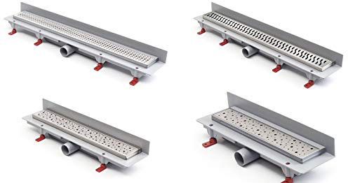 Caniveau de douche en acier inoxydable - 75 cm - Montage mural carré